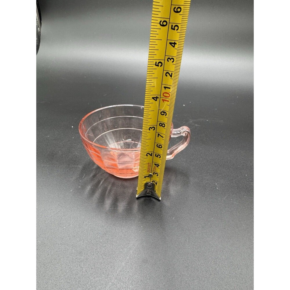 Vintage Pink Depression Glass Teacup With Block Optic Pattern